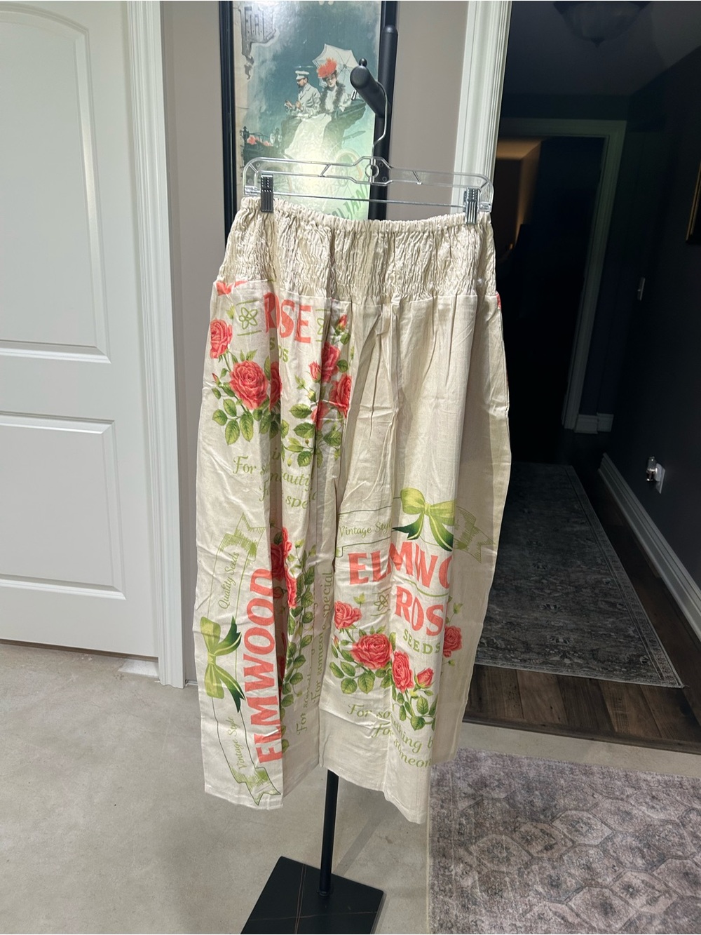 Feed Sack  Rose Print Wide Leg Pant